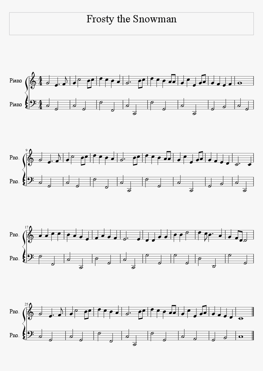 Frosty The Snowman Bassline Score - Batman V Superman Piano Sheet Music, HD Png Download, Free Download