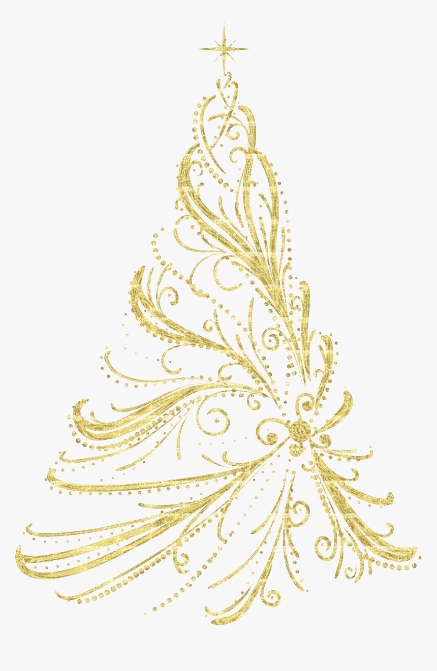 Decorative Golden Tree Ornament Transparent Christmas - Christmas Tree Clipart Gold, HD Png Download, Free Download