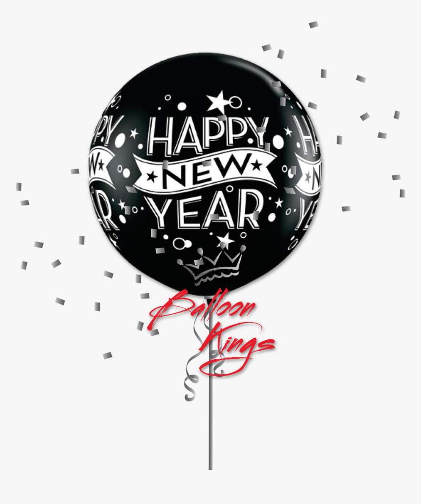 30in Latex Black New Year Confetti - Happy New Year Balloon Latex Gold, HD Png Download, Free Download