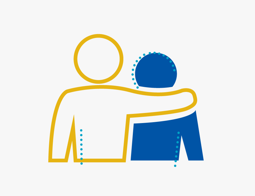 Blue And Yellow Icon Of Two People Hugging - Circle, HD Png Download, Free Download