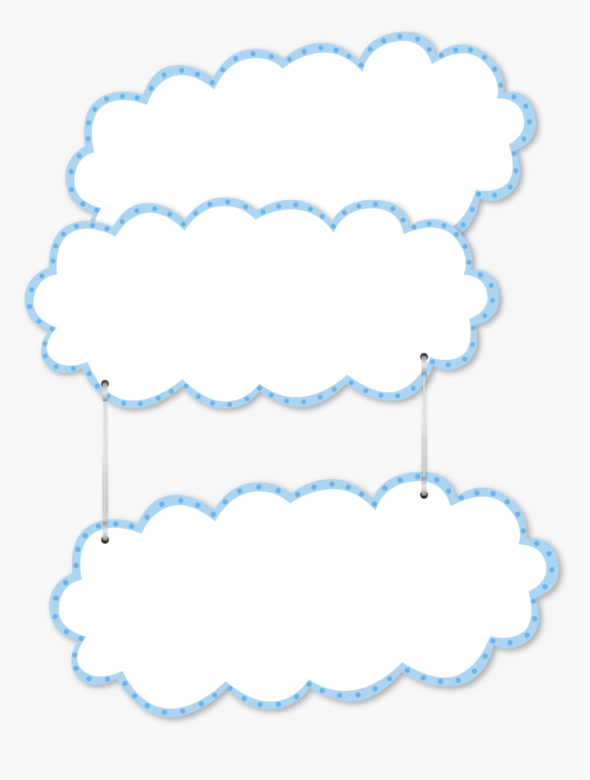 Blue Layout Wallpaper Cartoon Clouds Border Page Clipart - Hanging Cloud Sign Clipart, HD Png Download, Free Download