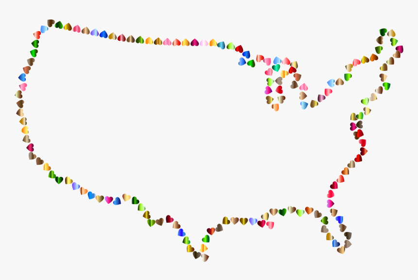 Us Map 4 Colors Prismatic Hearts United States Map - States Clip Art, HD Png Download, Free Download