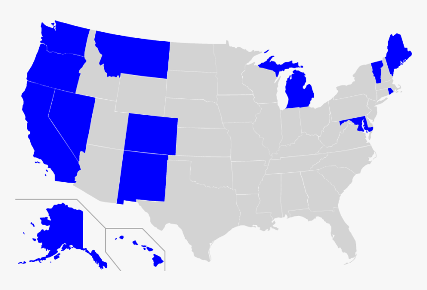 Map Of Us State Medical Marijuana Laws - Us Political Map, HD Png ...