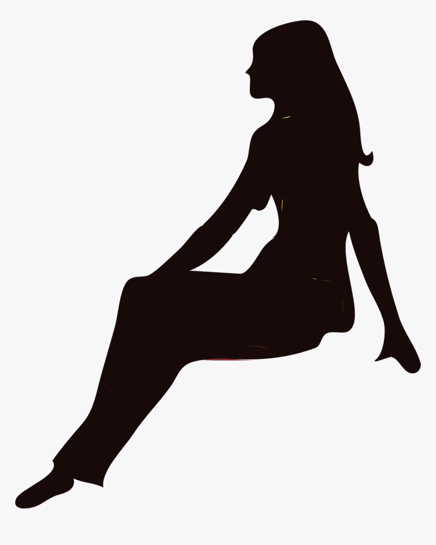 Women, Sitting, Pondering, Posing, Waiting, Long Hair - Sitting Woman Silhouette Png, Transparent Png, Free Download