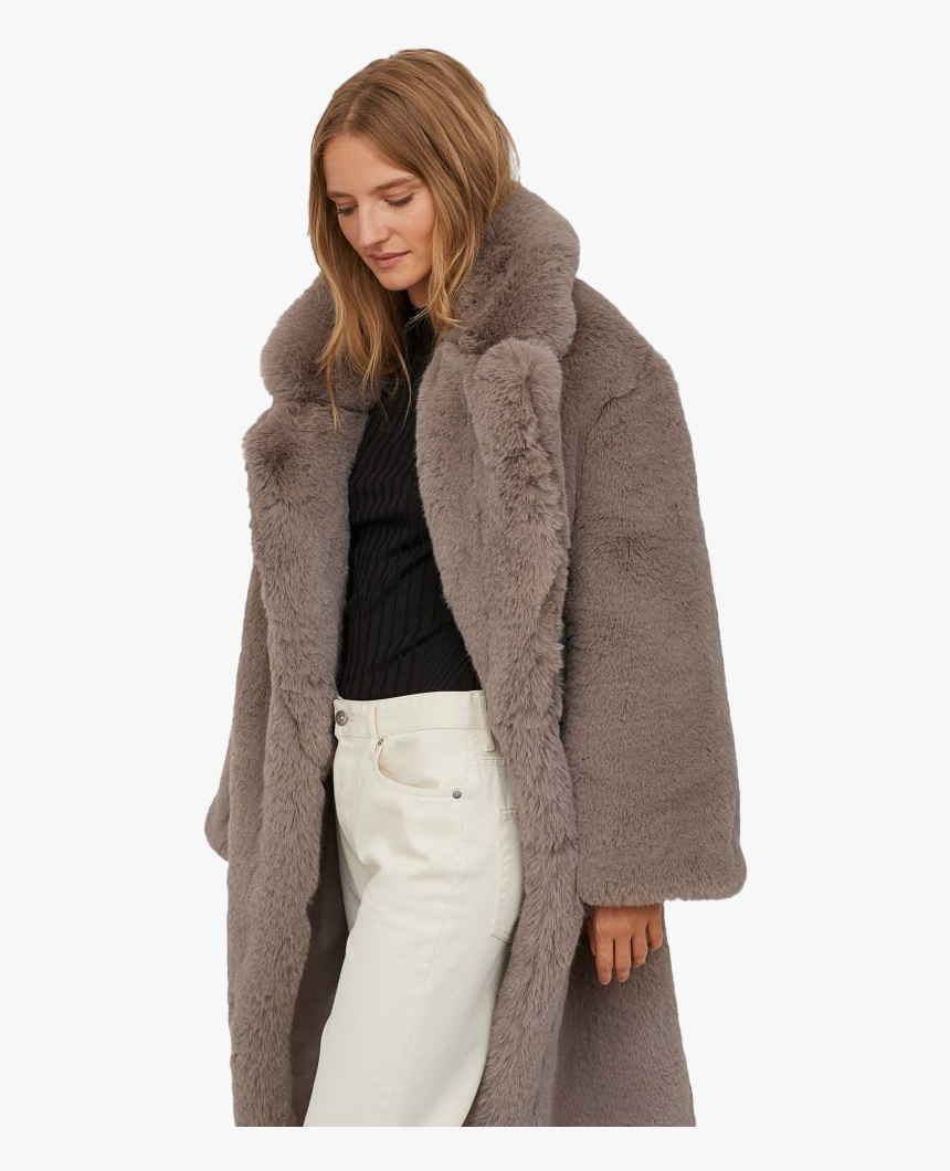 Fur Coat Png Free Image - H&m Grey Faux Fur Coat, Transparent Png - kindpng