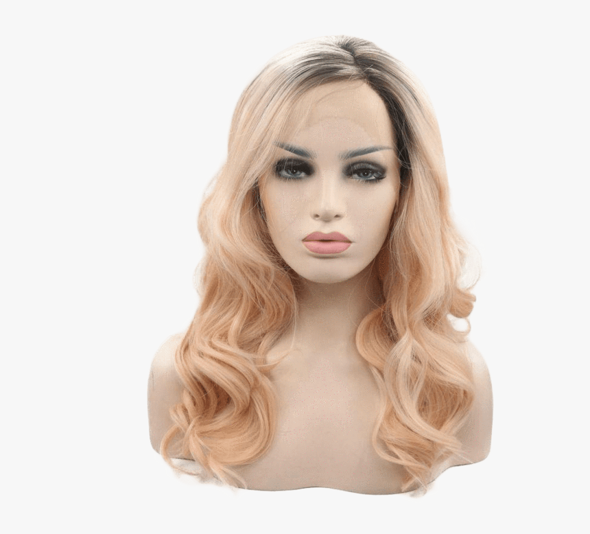 Peachy Blonde Wavy Long Lace Front Wig - Wig, HD Png Download, Free Download