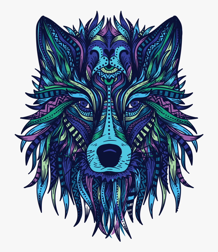 Transparent Wolf Face Png - Psychedelic Wolf, Png Download, Free Download