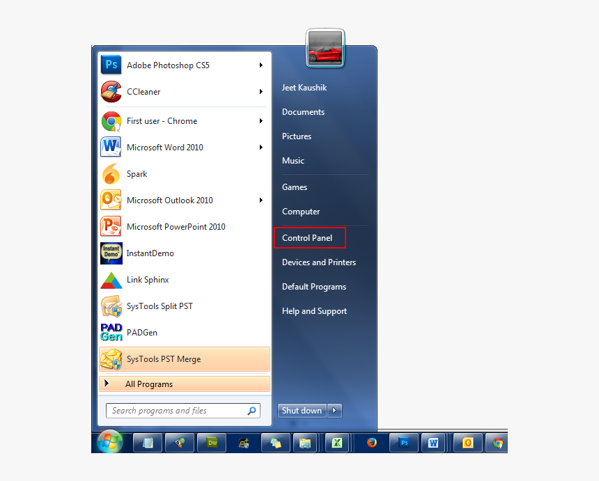 Click On Control Panel - R99254 Exe Windows 7 Download, HD Png Download, Free Download