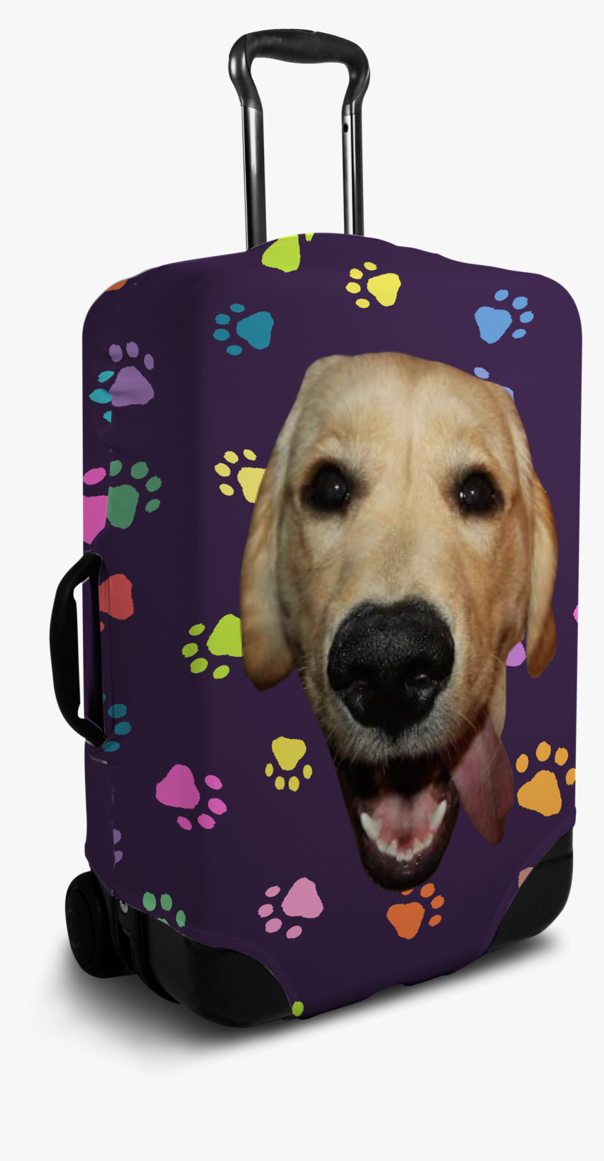 Custom Purple Luggage Cover With Personalized Dog Face"
 - Tie Dye Suitcase, HD Png Download, Free Download