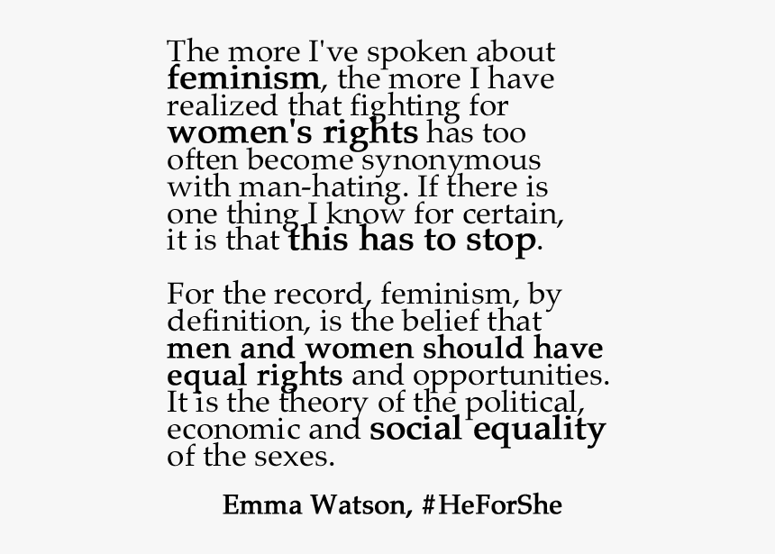 Emma Watson Heforshe - Feminism Definition By Emma Watson, HD Png Download, Free Download