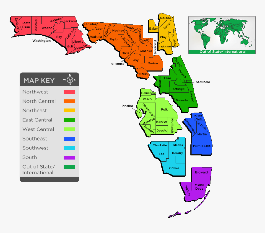 Florida Map By Region, HD Png Download, Free Download