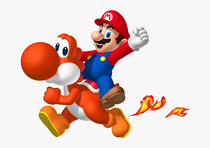 Mario On Red Yoshi, HD Png Download, Free Download