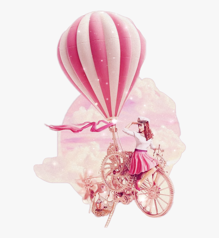 #girl #bicycle #pink #ballon #hotairballoon #vintage - Luxury Mall Ad, HD Png Download, Free Download