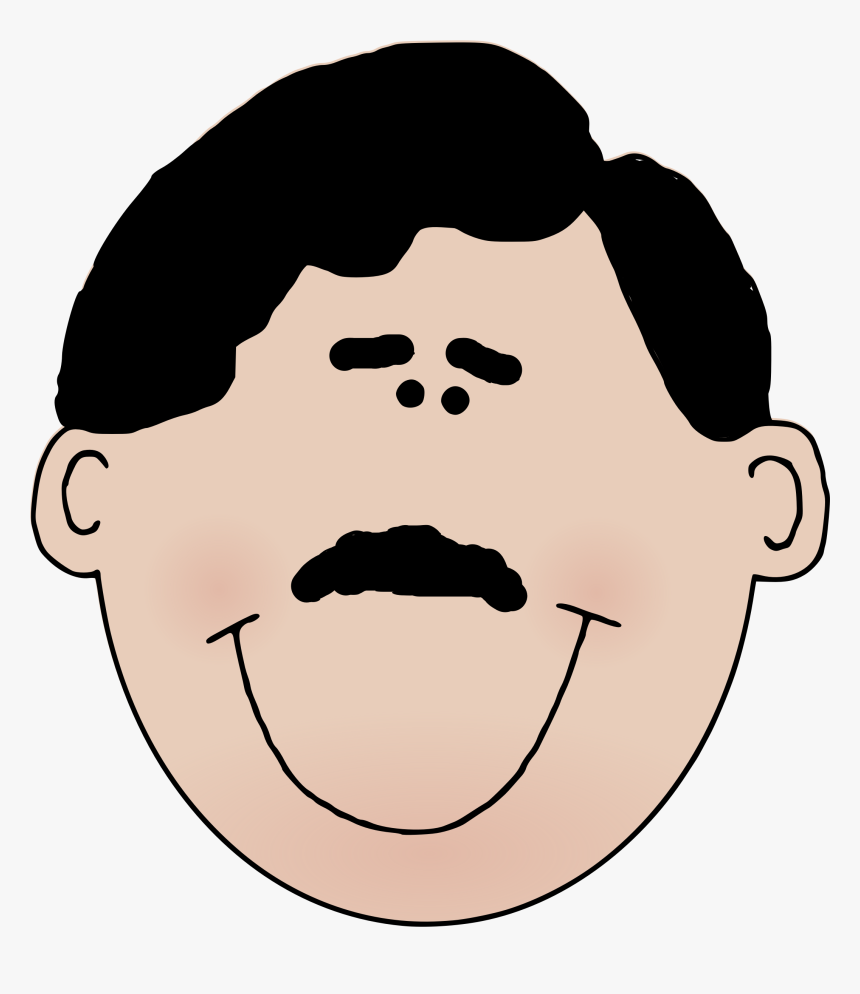 Emotion,human Behavior,head - Man Face With Mustache Clipart, HD Png Download, Free Download