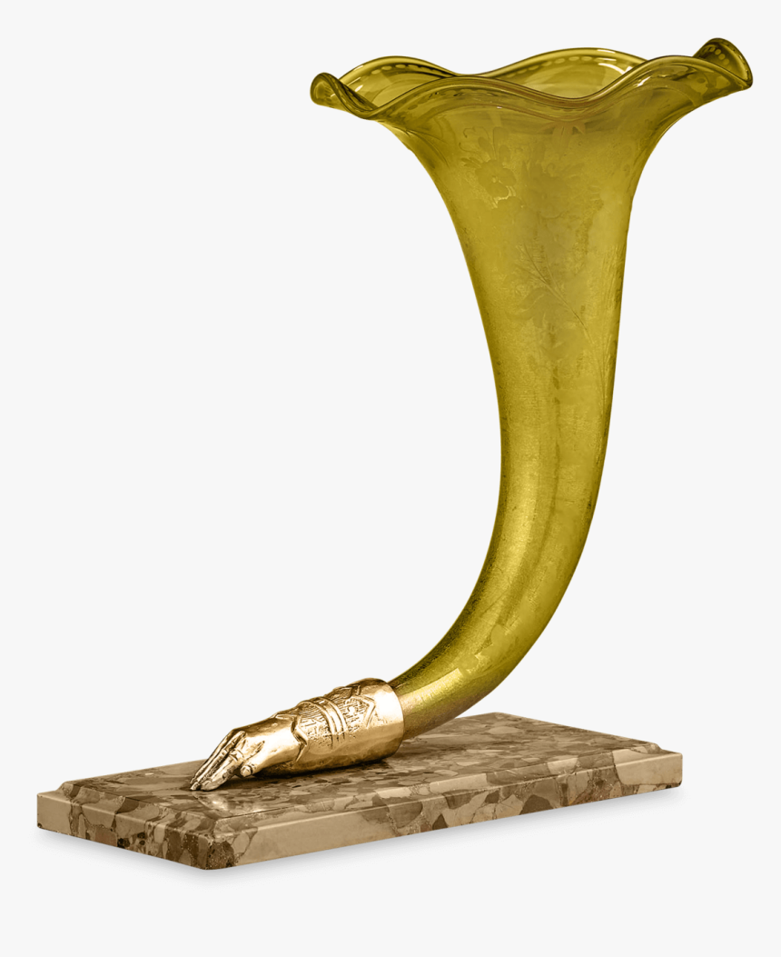 Amber Glass Cornucopia Vase - Bronze Sculpture, HD Png Download, Free Download