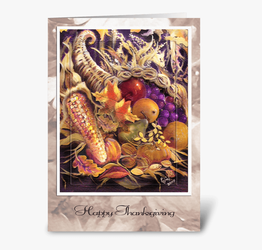 Cornucopia Art Greeting Card - Thanksgiving, HD Png Download, Free Download