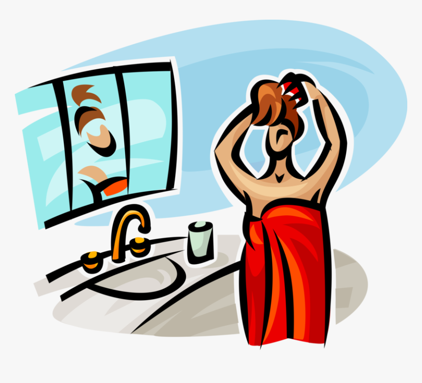 Vector Illustration Of Woman Just Out Of The Shower Getting Ready For Be Clipart Hd Png Download Kindpng
