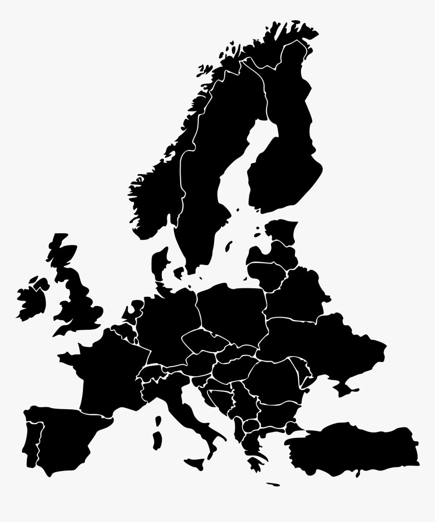 Europe, Map, Countries, Silhouette - Map Of Europe Clip Art, HD Png Download, Free Download