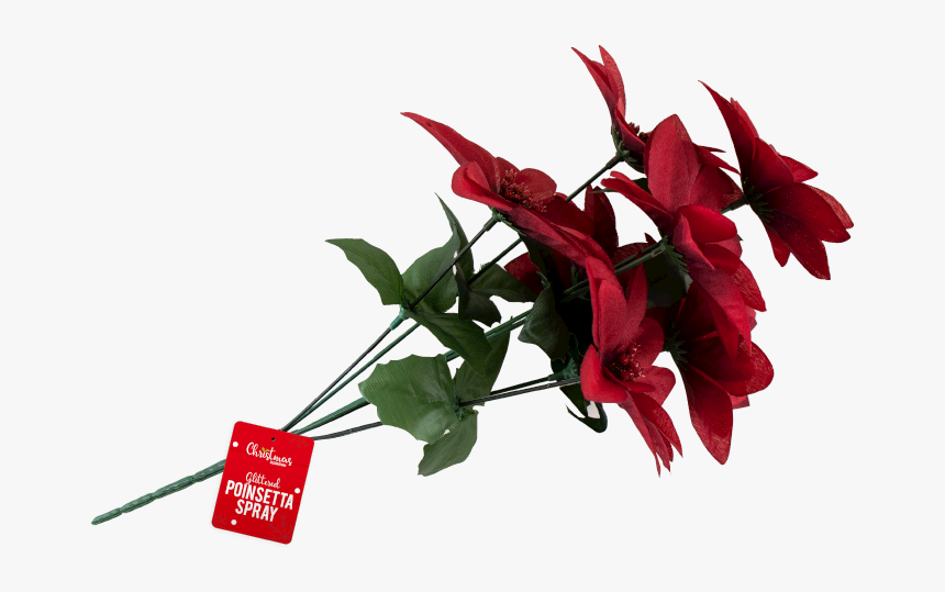 Christmas Glittered Poinsettia Spray - Lobelia, HD Png Download, Free Download