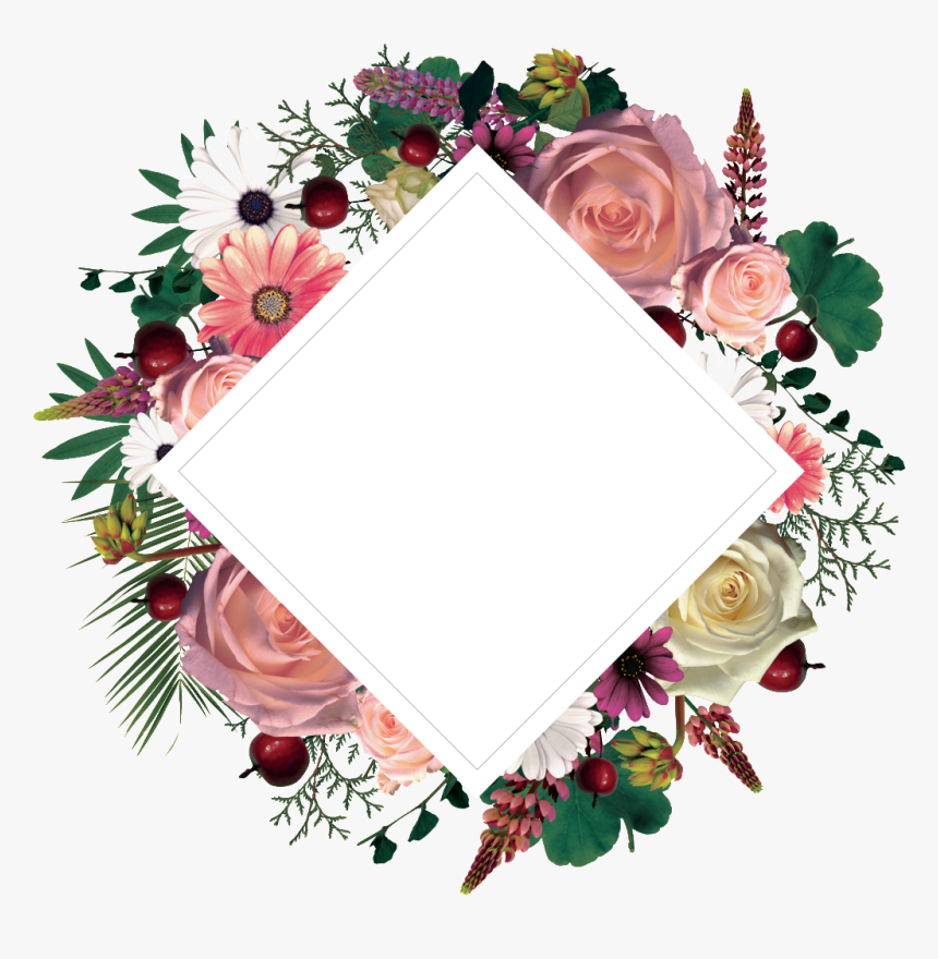 Hand Painted Colored Diamond Border Png Transparent - Diamond Flower Boarder Png, Png Download, Free Download