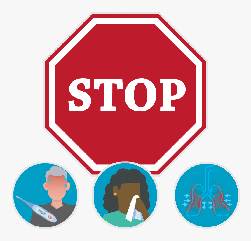 Graphic Of Stop Sign With Image Of Fever, Coughing - Covid 19 Stay Home, HD Png Download, Free Download