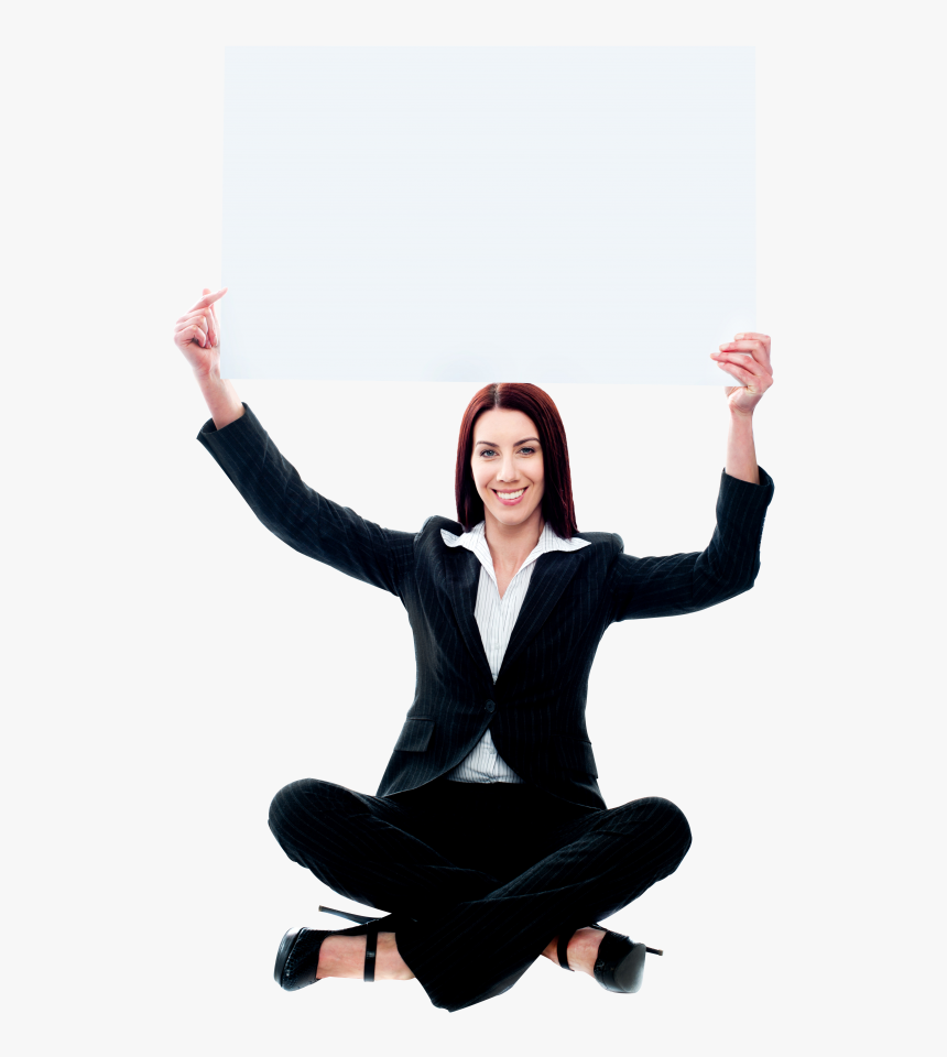 Download Business Women Holding Banner Png - Business Woman Sitting Png, Transparent Png, Free Download