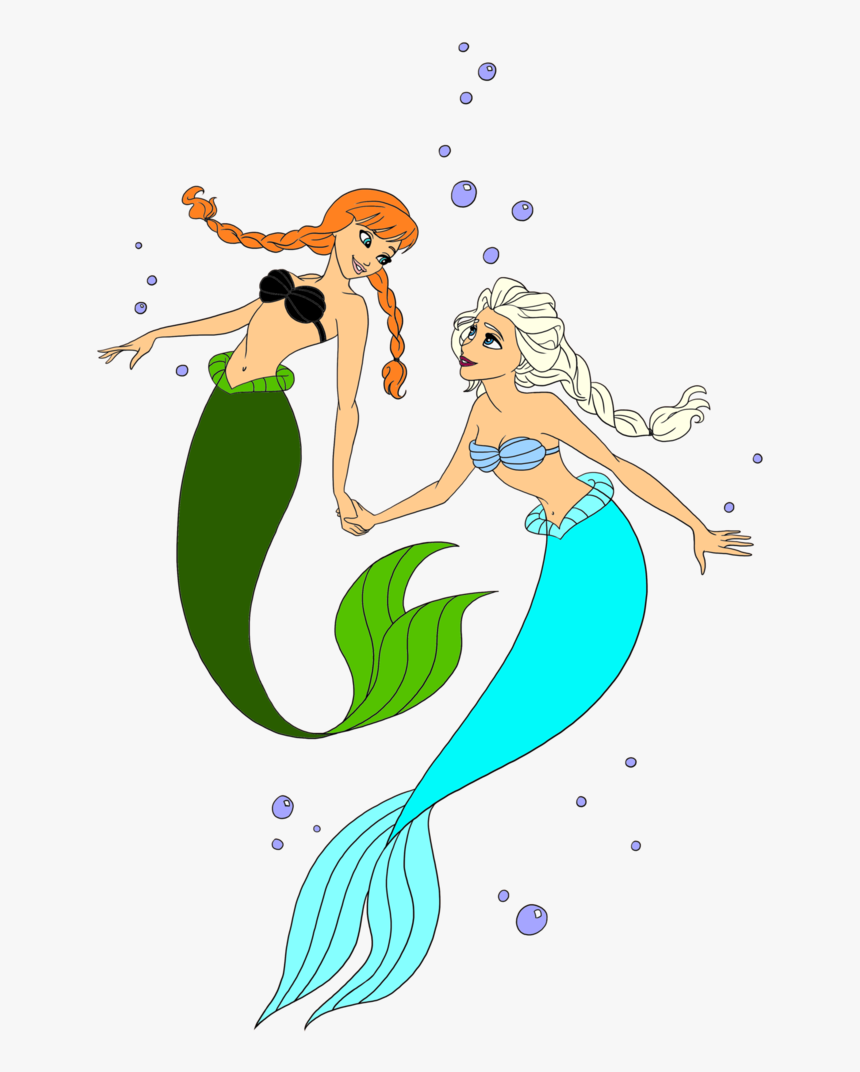 Transparent Elsa And Anna Png - Elsa And Anna As Mermaids, Png Download, Free Download