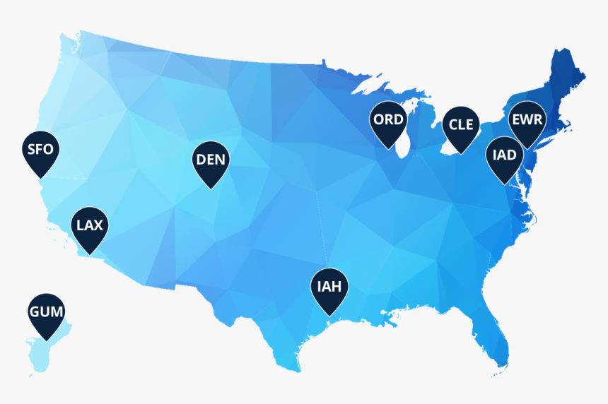 United Airlines Hubs Map Map Of Usa With United Hubs - Map Virginia City Nevada, Hd Png Download -  Kindpng