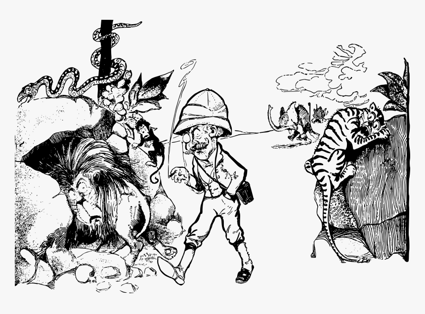 Safari Man Clip Arts - Safari Images Clip Art Black And White, HD Png Download, Free Download