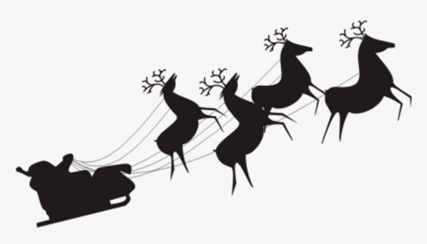 Transparent Reindeer Clipart Png - Santa On Sleigh Silhouette Png, Png Download, Free Download