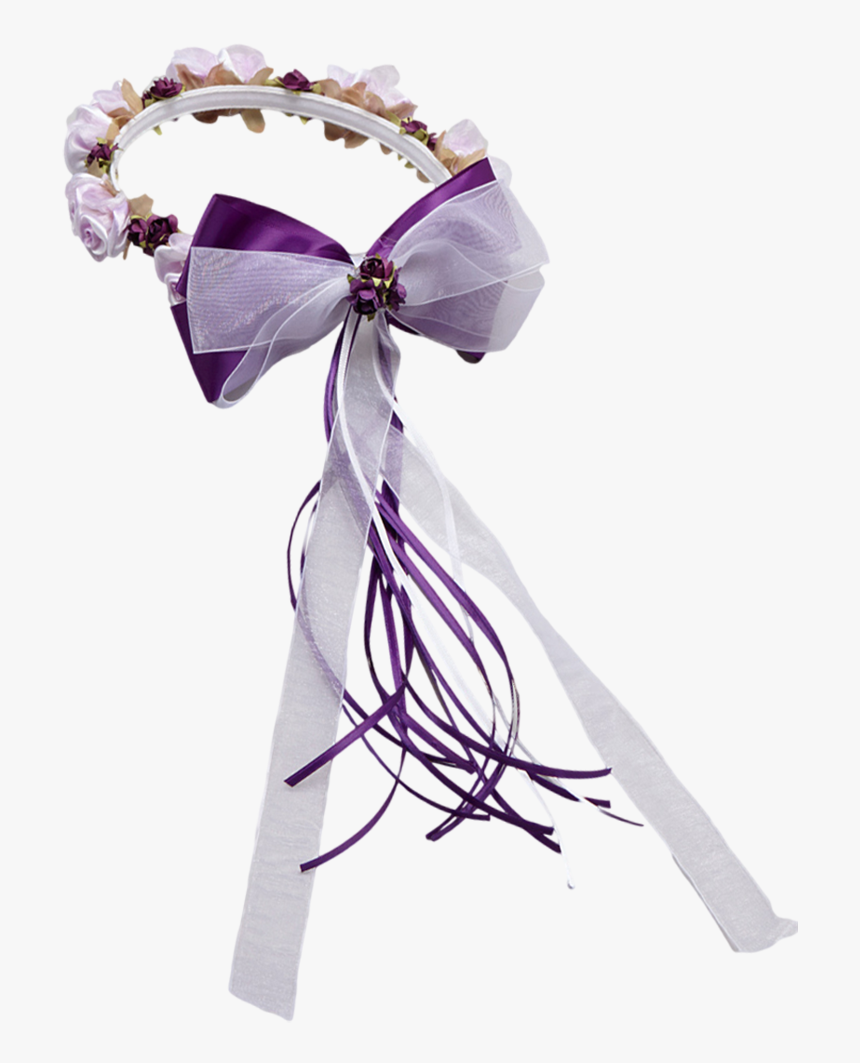 Purple Silk Floral Crown Wreath W Satin Back Bows Girls - Party Favor, HD Png Download, Free Download