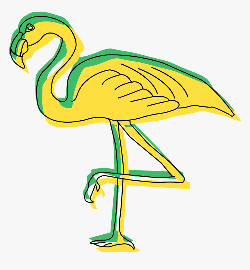 Green And Yellow Flamingo Art Svg Clip Arts - Yellow Flamingo, HD Png Download, Free Download