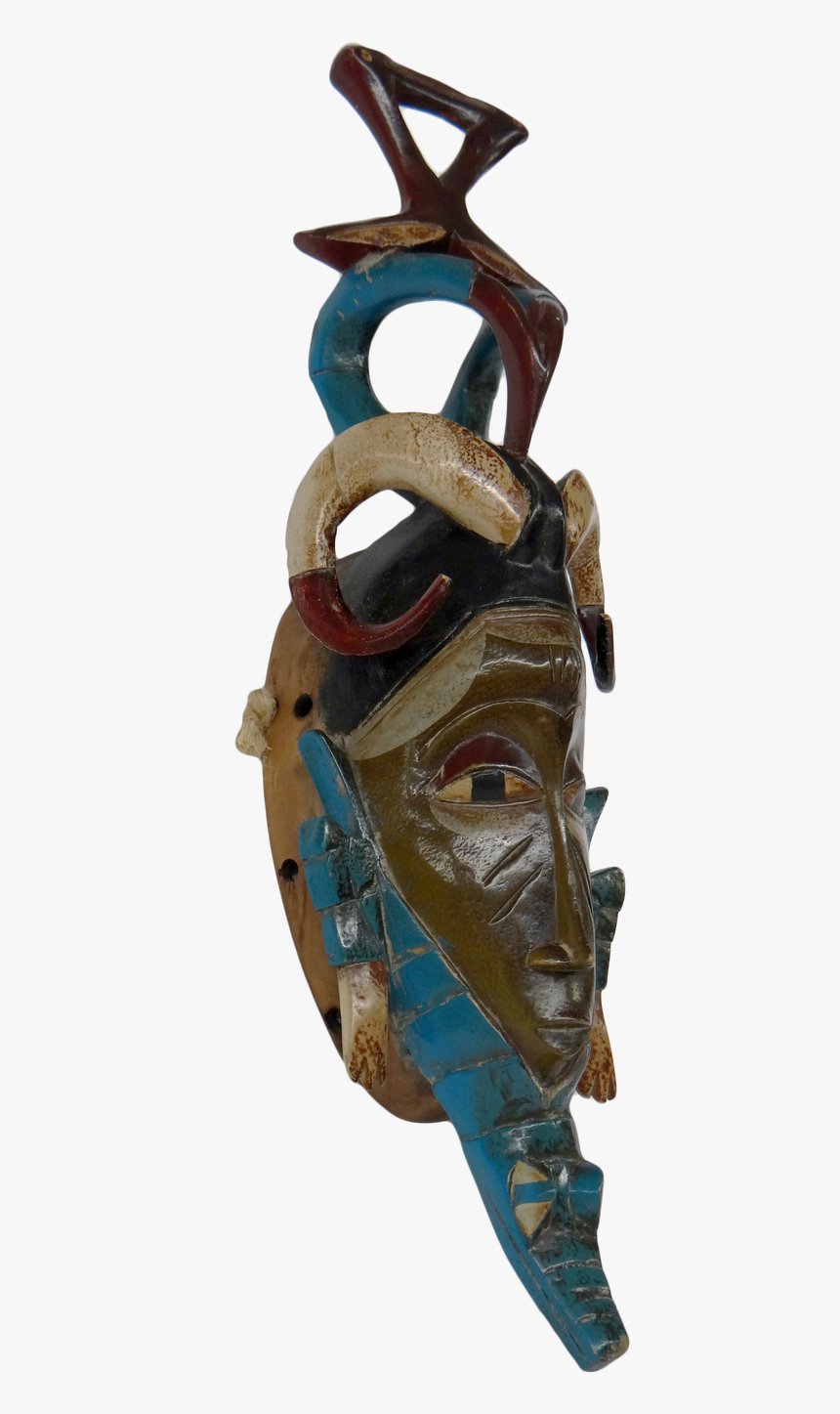 A Beautiful Blue African Mask That Is Made Of Wood - Face Mask, HD Png Download, Free Download