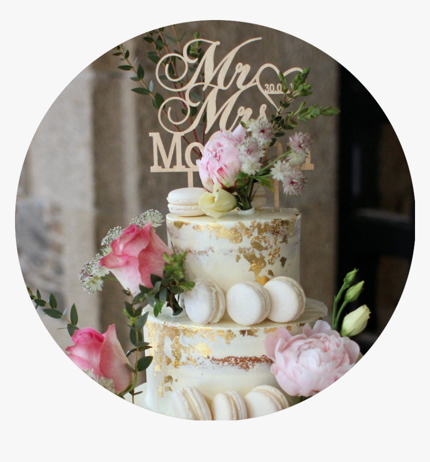 Semi Naked Wedding Cake With Macarons, HD Png Download, Free Download