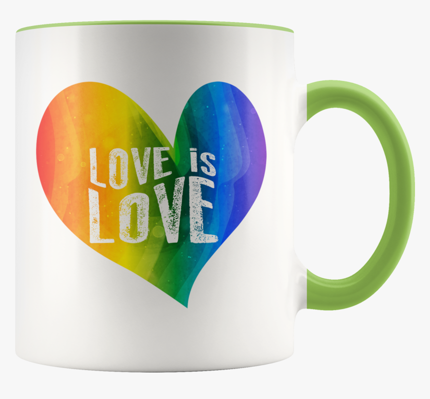 Love Is Love Rainbow Heart 11oz White Color Accent - Mug, HD Png Download, Free Download