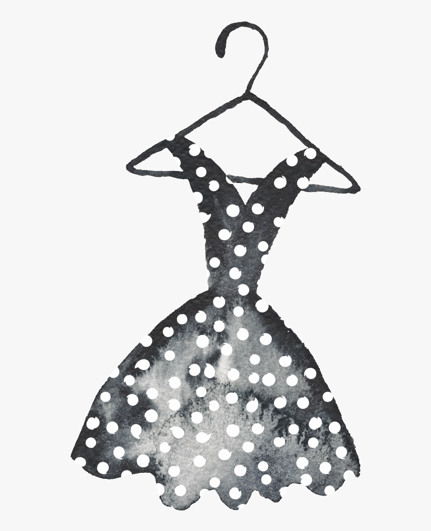 Polka Dot Skirt Black And White Watercolor Fashion - Skirt, HD Png Download, Free Download