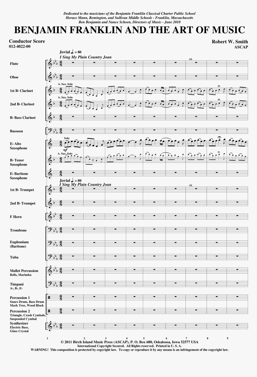 Benjamin Franklin Sheet Music, HD Png Download, Free Download