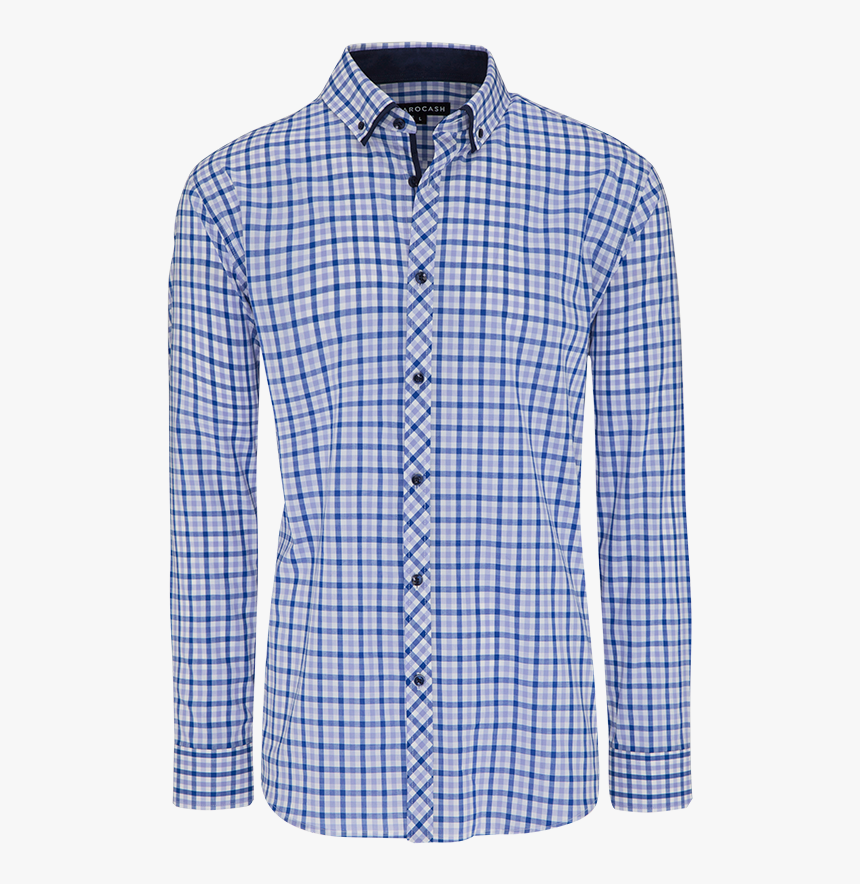 Adams Check Shirt - Mens White Dress Shirt With Blue Windowpane Box Checks, HD Png Download, Free Download