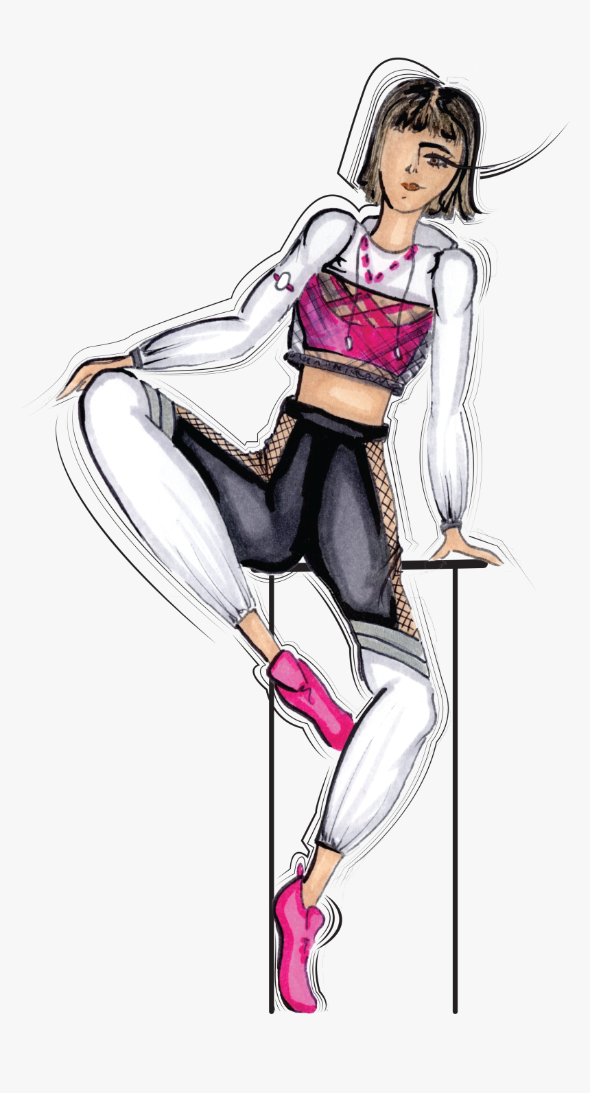 Sportz Sprung - Athleisure Fashion Flat Sketch, HD Png Download, Free Download