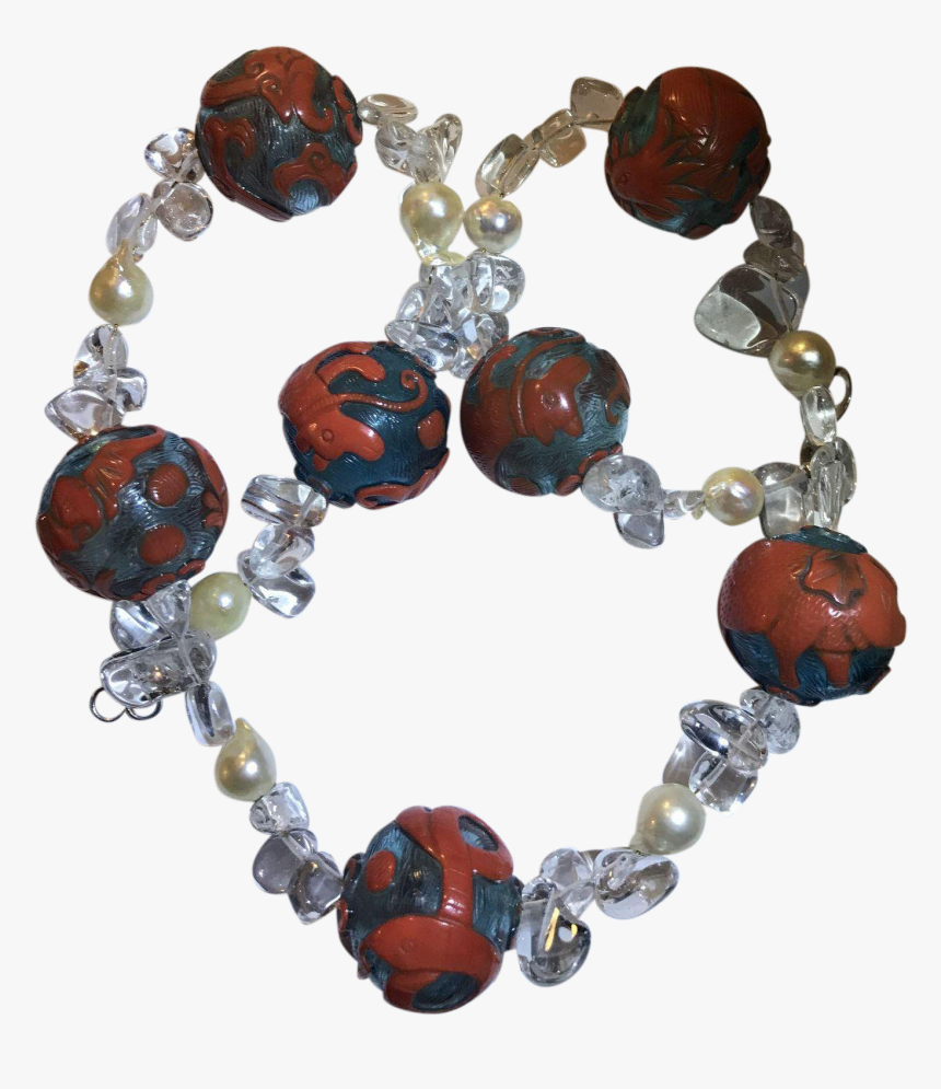 Chinese Peking Carved Glass Bead Quartz & Pearl Necklace - Bead, HD Png Download, Free Download