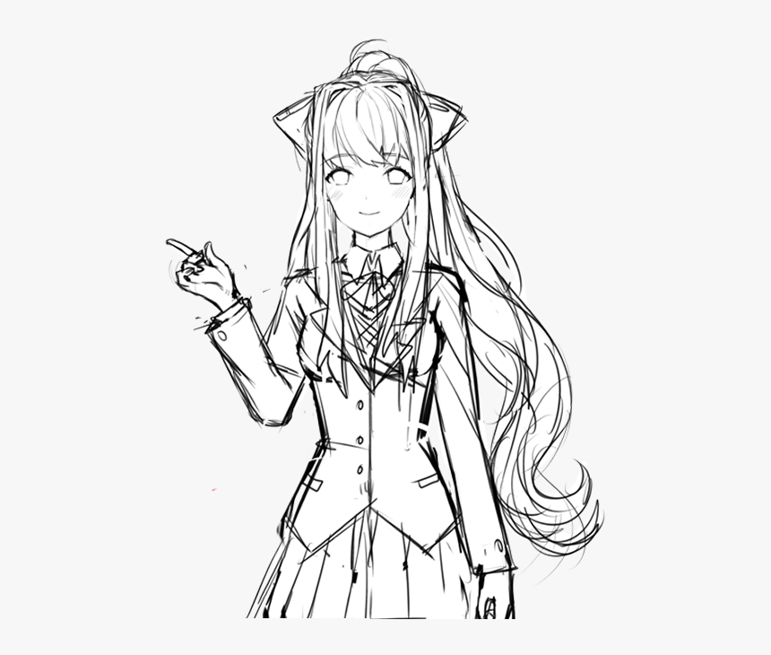 Draw Doki Doki Literature Club , Png Download - Doki Doki Literature Club Monika Drawings, Transparent Png, Free Download