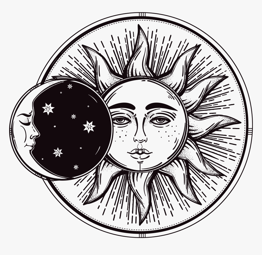 Sun Moon Clip Art Black And White