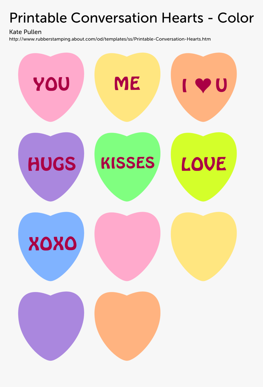 Conversation Hearts Coloring Pages With Best Of Printable - Valentine Hearts Printable, HD Png Download, Free Download