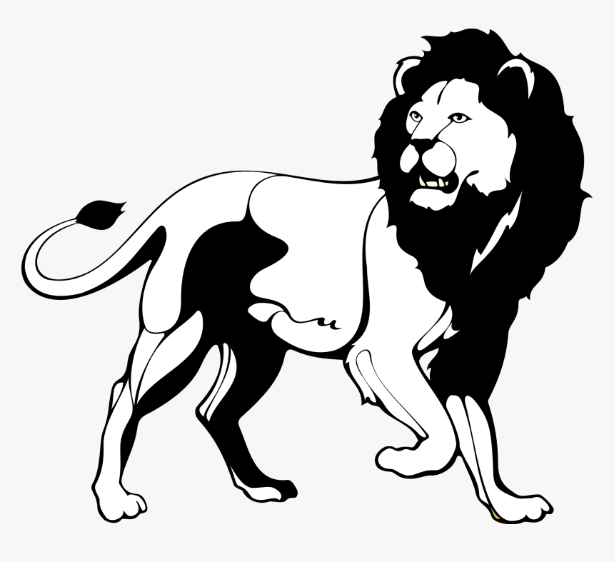 School Clipart Lion - Lion Png Black And White, Transparent Png, Free Download