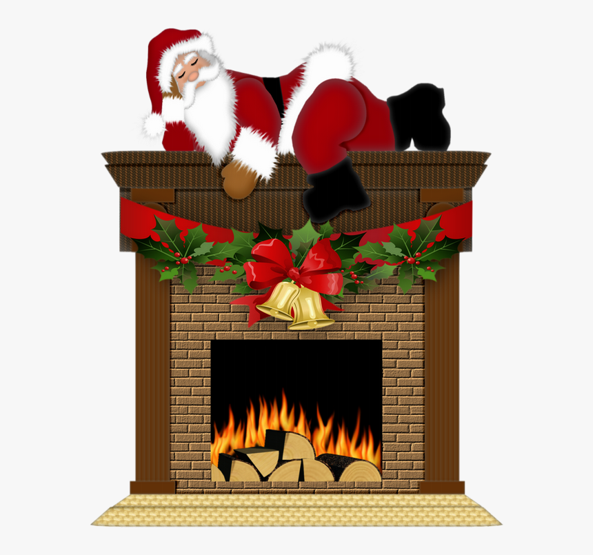 Père Noël Et Cheminée - Hearth, HD Png Download, Free Download