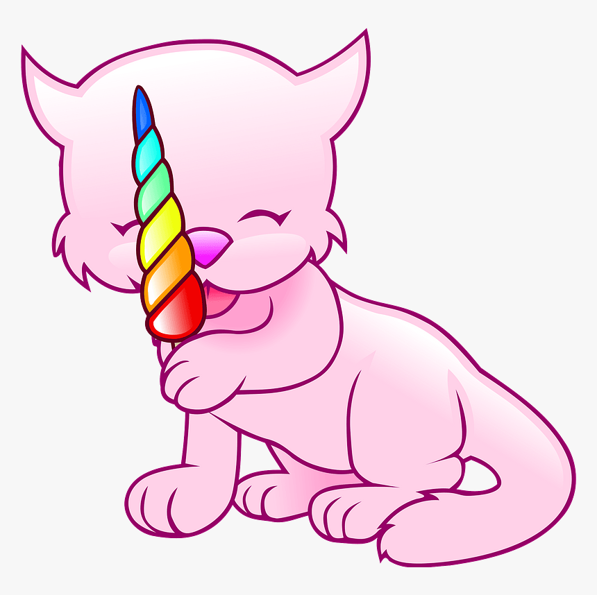 pink cat with candy clipart  printable unicorn cat coloring