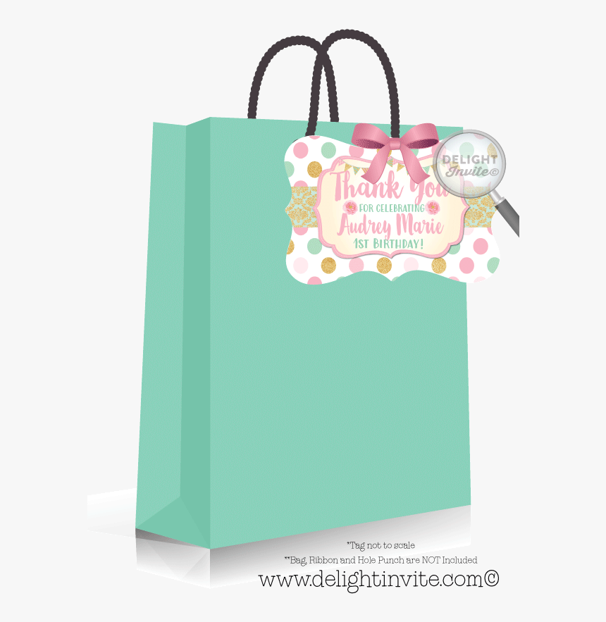 Mint, Gold, And Pink 1st Birthday Birthday Favor Tags - Portable Network Graphics, HD Png Download, Free Download