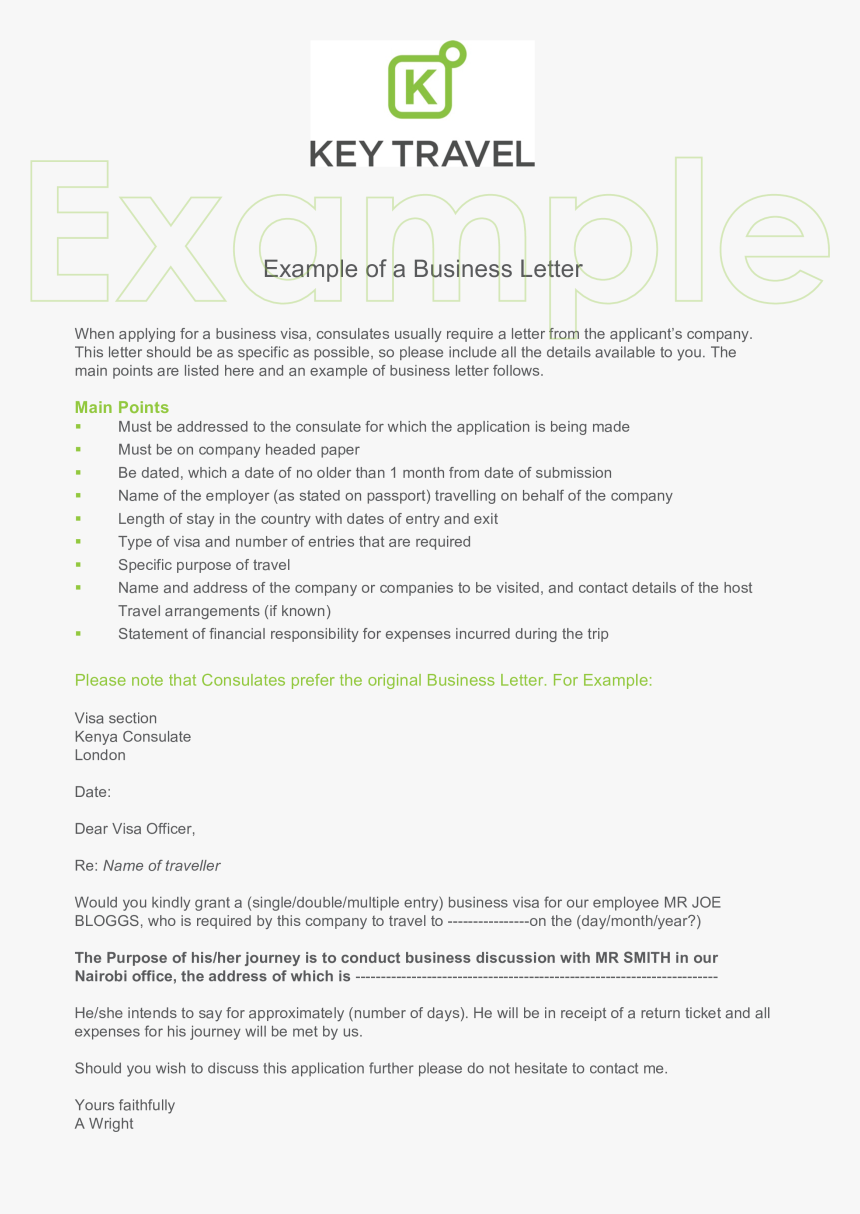 Short Business Letter Format - Key Travel, HD Png Download, Free Download