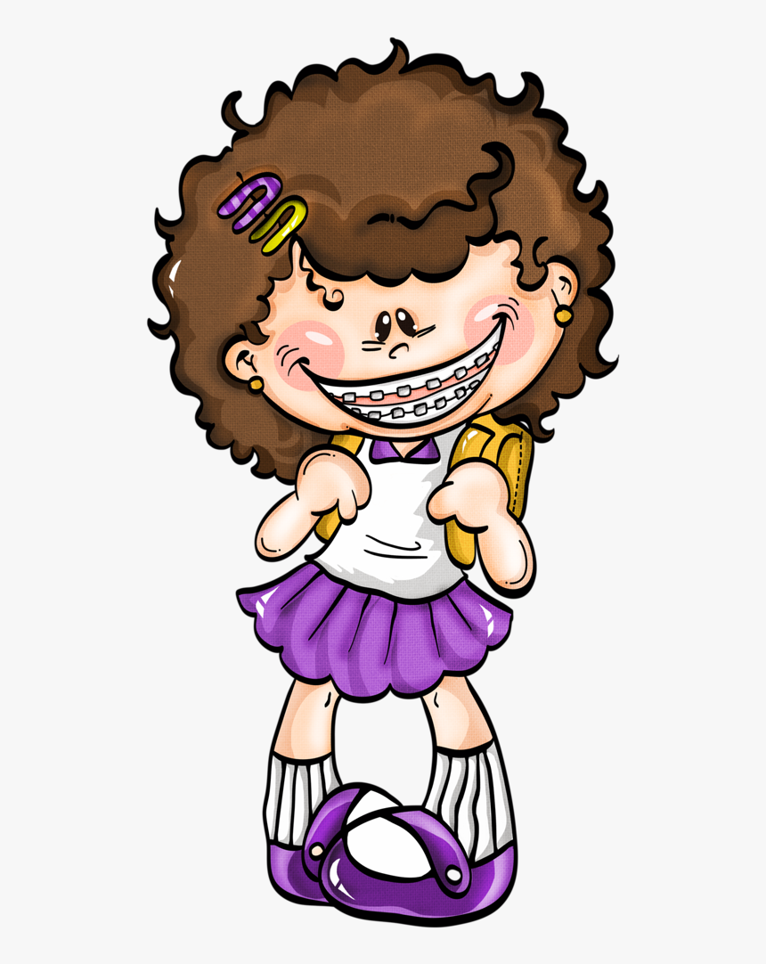 Escola Amp Formatura Clipart Clip Art, Chart - Menininha De Aparelho No Dente Desenho Animado, HD Png Download, Free Download