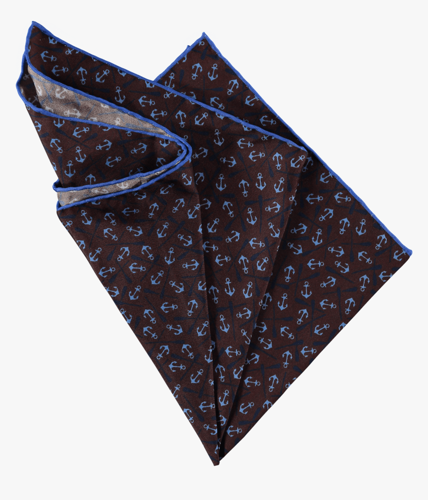 Anchors Pocket Square Brown Folded - Pocket Square Brown And Blue, HD Png Download, Free Download